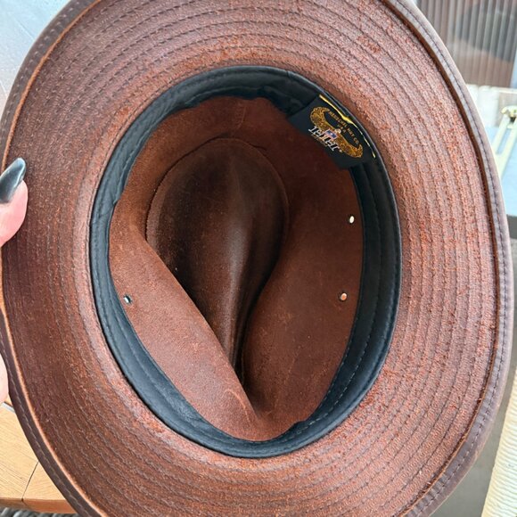 Henschel Hat Co. Brown Leather Fedora - Picture 6 of 7